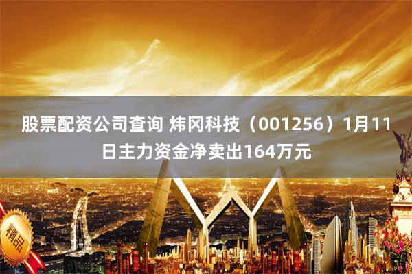 股票配资公司查询 炜冈科技（001256）1月11日主力资金净卖出164万元